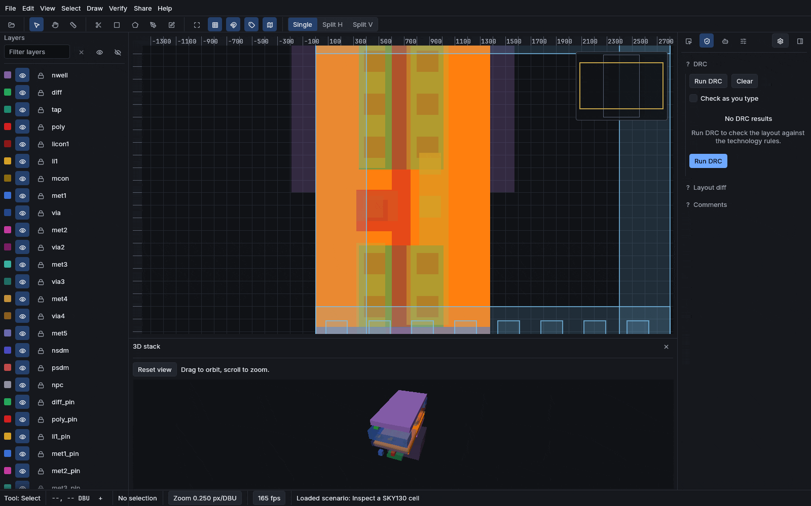 The layer stack rendered in three dimensions.